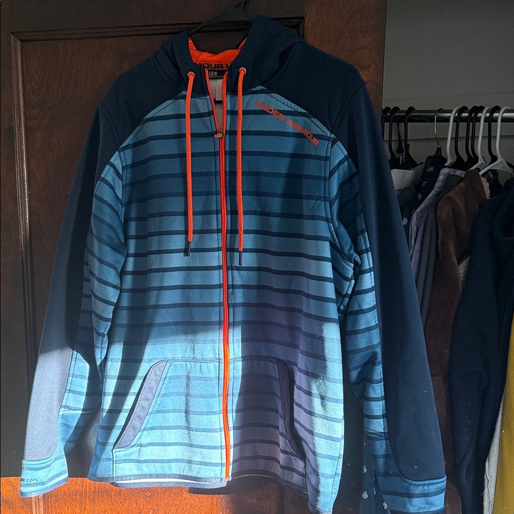 Under Armour Navy and Light Blue Striped Jacket